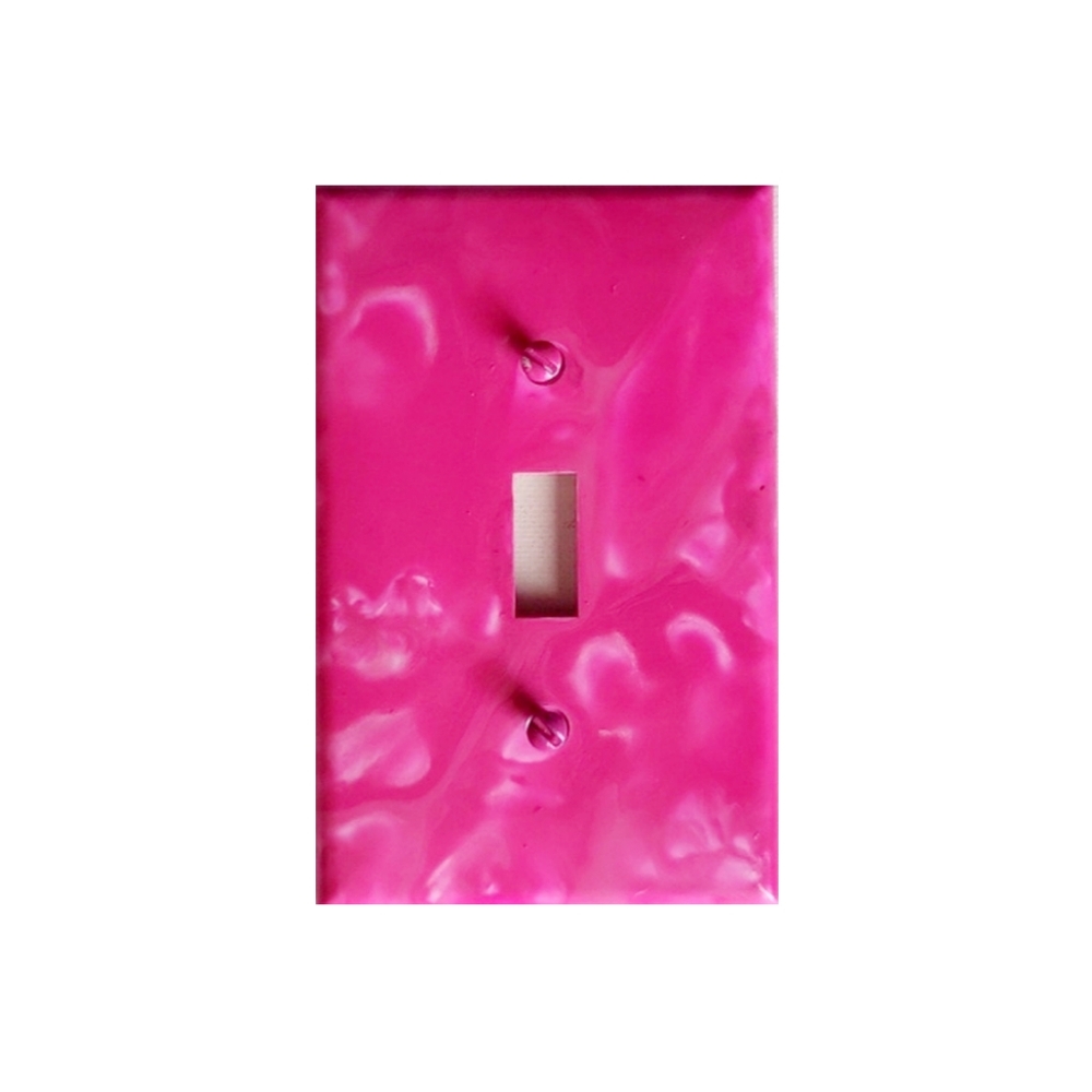 Hand Crafted Pink Abstract Design Single Toggle Light Switch Plate - Picture 2 of 2